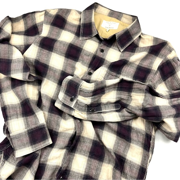 rag & bone Other - Rag & Bone Mens Shirt M Soft Cotton Plaid Long Sleeve Button Up Maroon & Tan